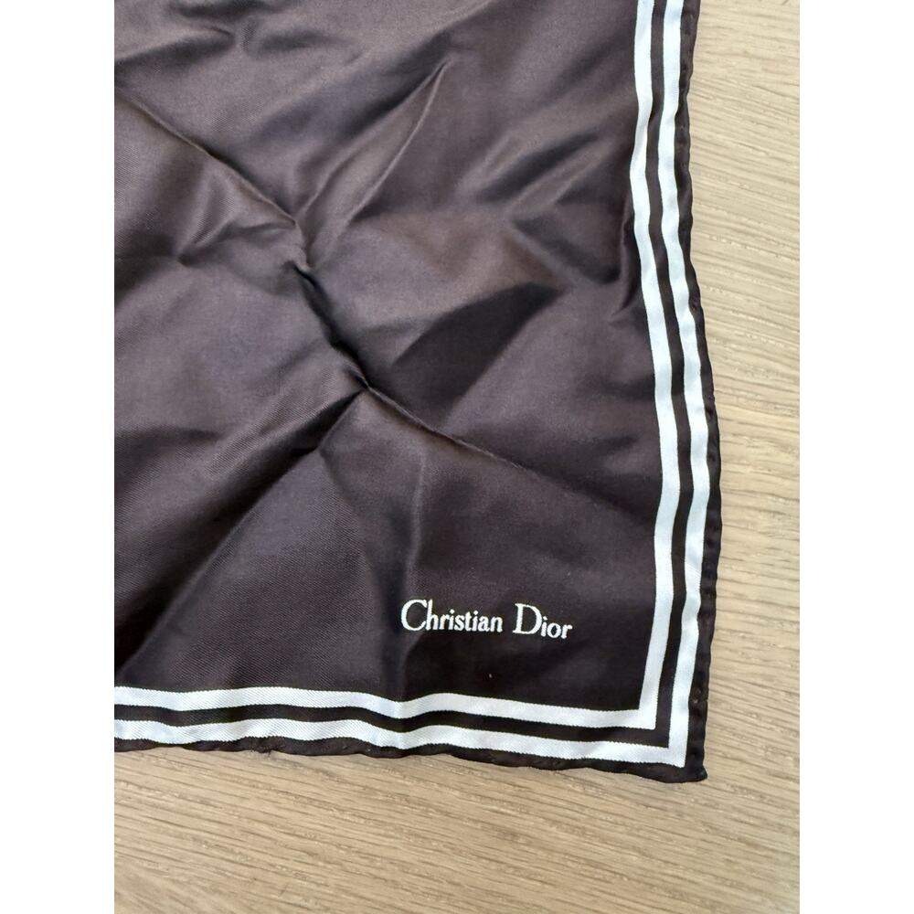 Vintage Christian Dior 100% Silk Scarf/Bandana Brown Italy 18" x 18" xx1370 - Picture 3 of 4